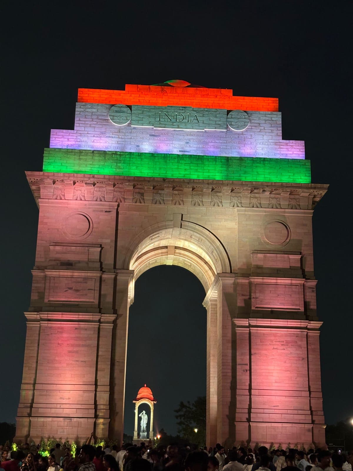 India Gate National Monument Illuminated in Tricolor at Night (New Delhi)